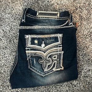 Rock Revival Distressed ankle Skinny Jeans size 34